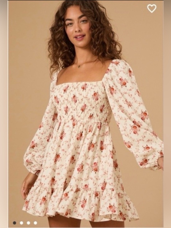 Altar'd State Dresses & Skirts - Altar'd State Cream Mini Dress with Rust Floral Print